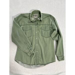 Vintage Levis Button Up Mens Shirt Sage Green Long Sleeve Size Small 100% Cotton